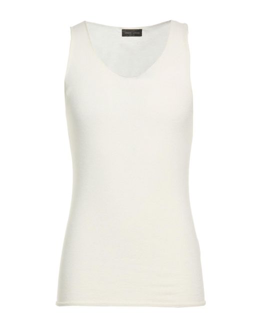 Roberto Collina White Ivory Tank Top Wool for men