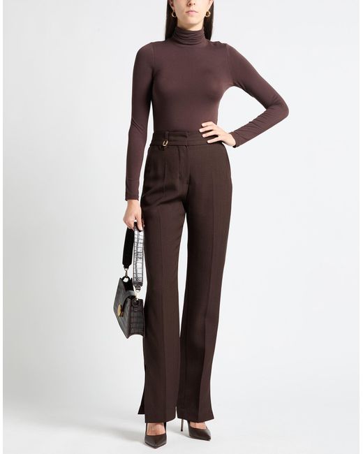 Jacquemus Brown Dark Pants Viscose, Silk