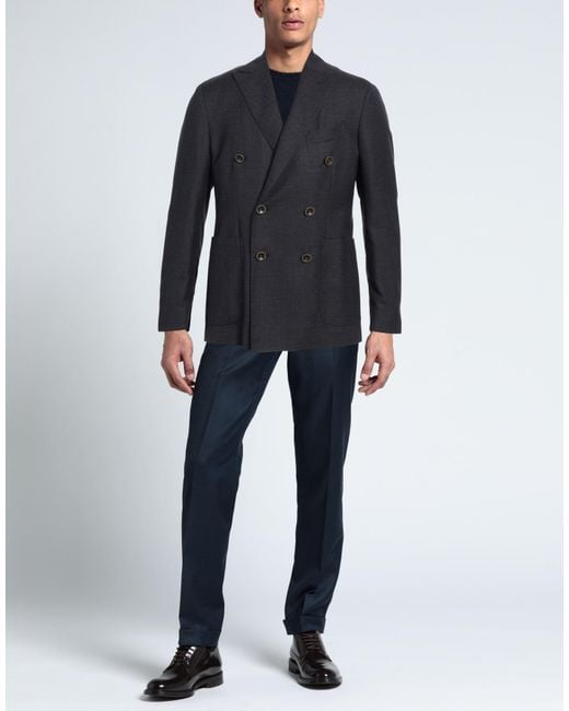 Peserico Blue Midnight Blazer Virgin Wool for men