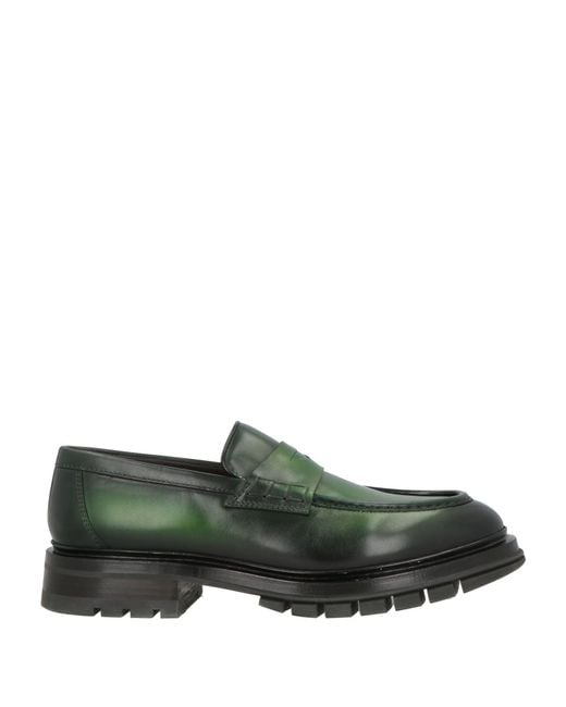 Santoni Green Loafers Leather for men