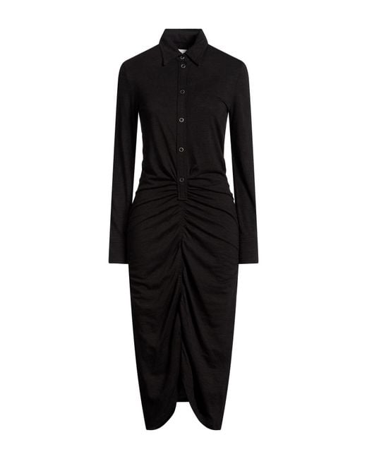 Isabel Marant Black Midi Dress Polyamide, Linen, Virgin Wool