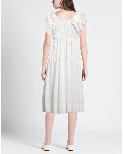 EMMA & GAIA White Midi-Kleid