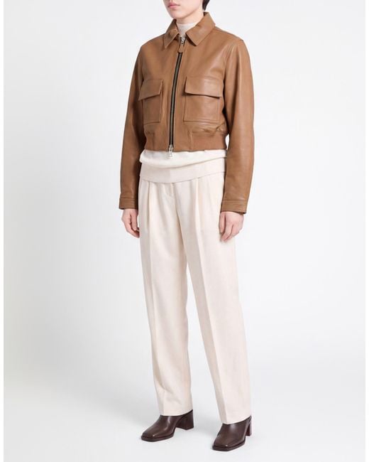 Hogan Natural Jacket Cow Leather, Cotton, Polyester, Elastane