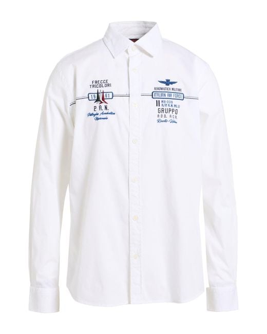 Aeronautica Militare White Shirt Cotton, Elastane for men