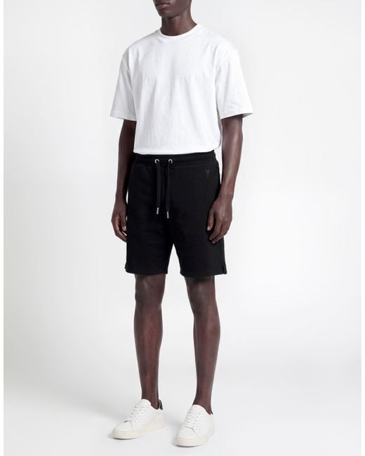 AMI Black Shorts & Bermuda Shorts Organic Cotton for men