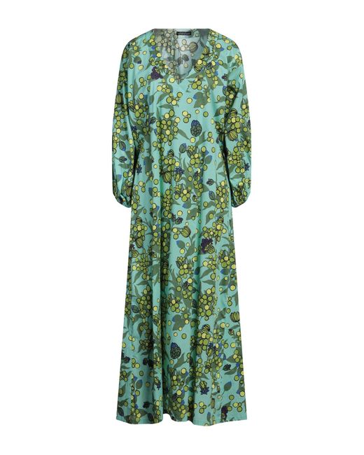Laura Urbinati Green Maxi Dress Cotton, Elastane