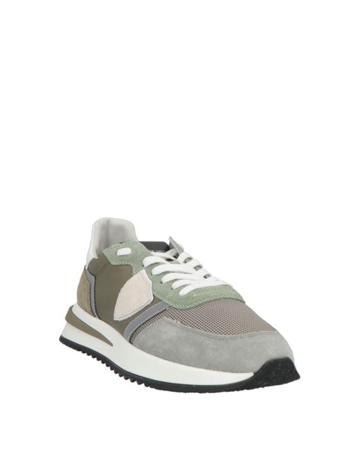 Philippe Model White Sneakers Leather, Textile Fibers for men