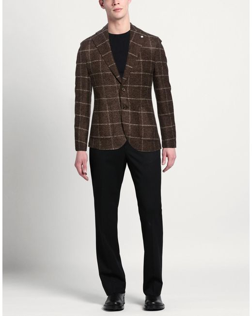 L.b.m. 1911 Brown Blazer Acrylic, Virgin Wool, Polyester for men