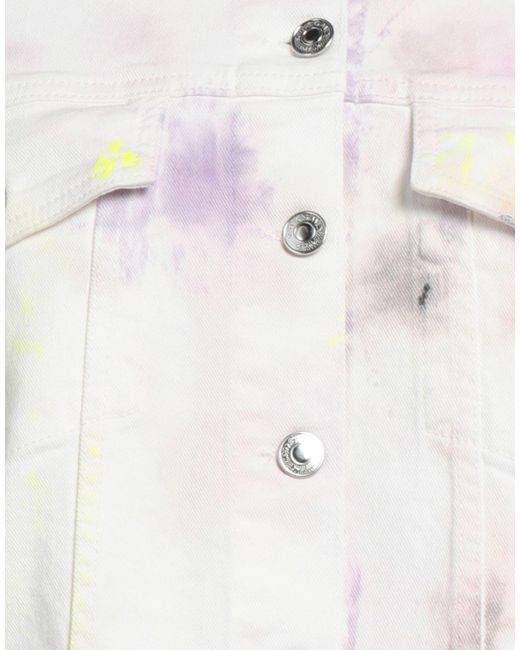 MSGM White Ivory Denim Outerwear Cotton, Elastane