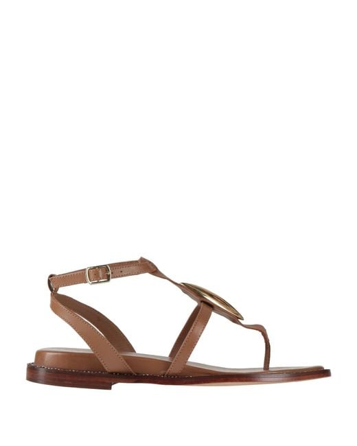 Emanuélle Vee Brown Thong Sandal Leather