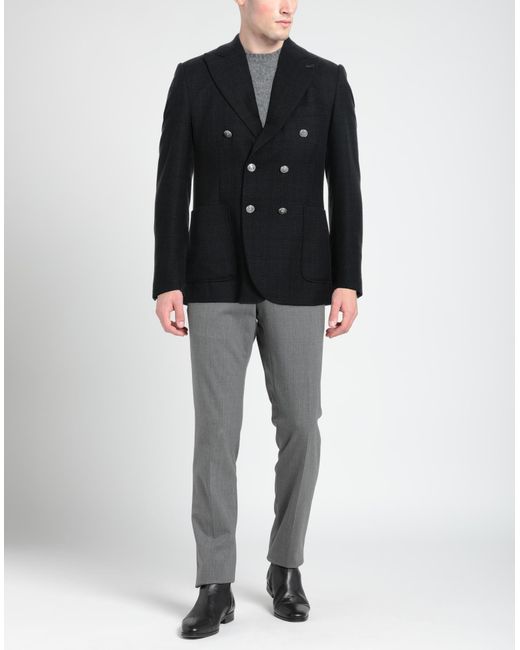 Daniele Alessandrini Black Charcoal Blazer Polyester, Viscose for men