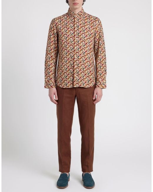BASTONCINO Brown Shirt Linen for men