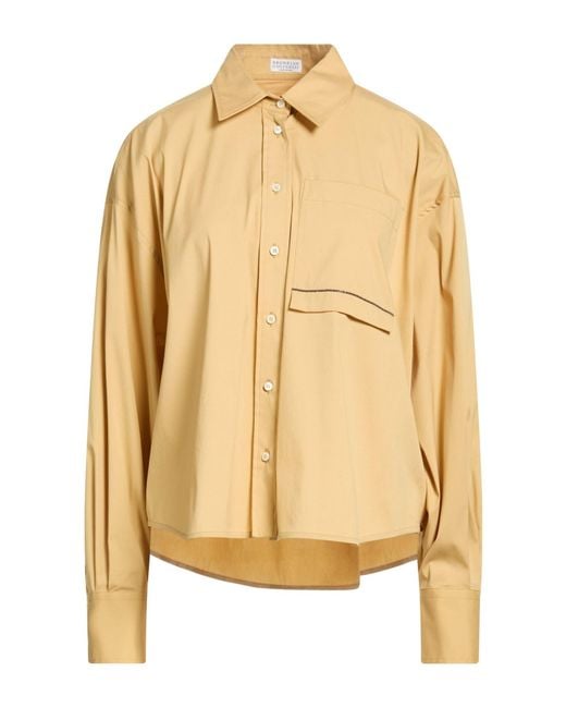 Brunello Cucinelli Metallic Marigold Shirt Cotton, Polyamide, Elastane