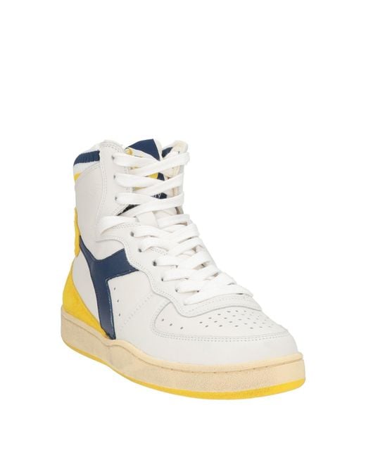 Diadora White Sneakers Leather, Textile Fibers for men