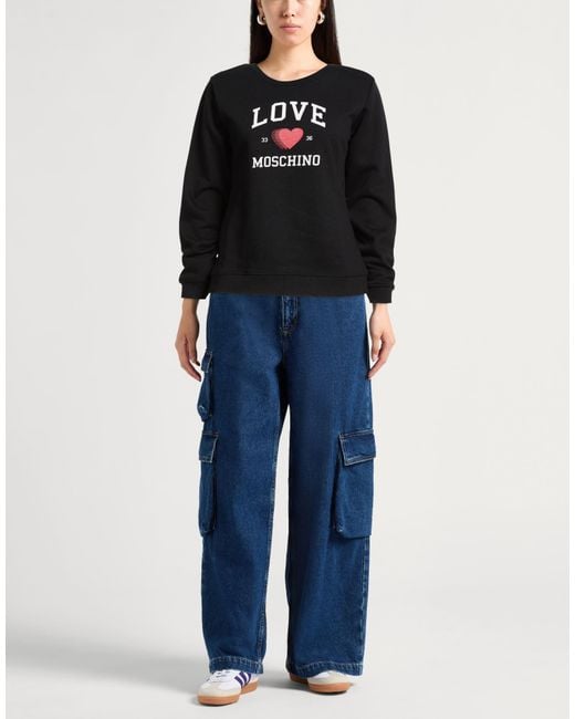 Love Moschino Black Sweatshirt Cotton, Polyester