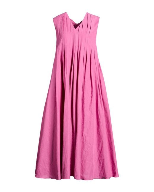 Max Mara Pink Maxi Dress Ramie, Cotton