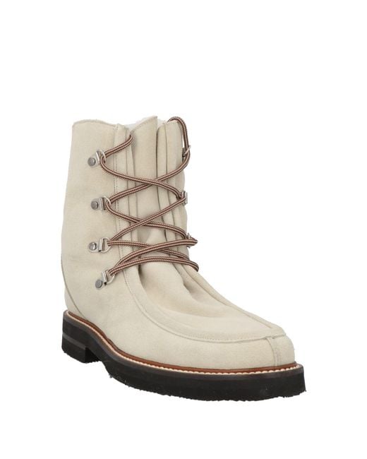 Eleventy Natural Ivory Ankle Boots Leather