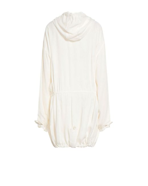 Maison Margiela White Ivory Overcoat & Trench Coat Cotton, Elastane