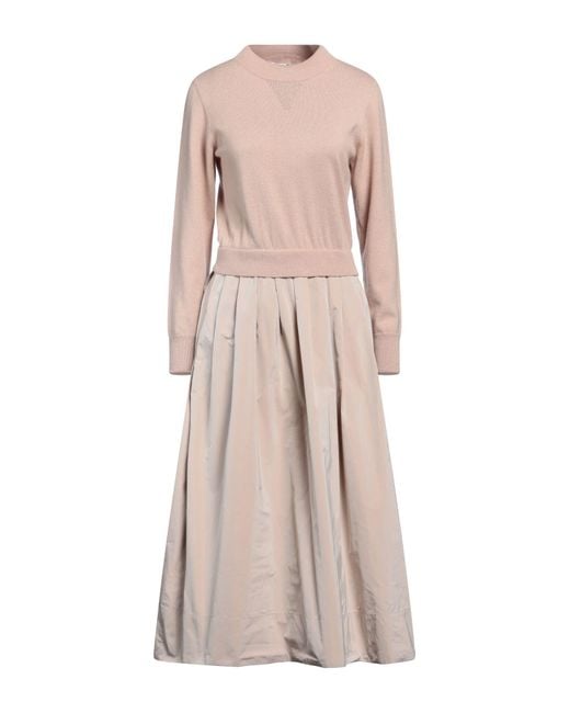 Peserico Pink Midi Dress Polyester, Metallic Fiber, Virgin Wool, Silk, Cashmere