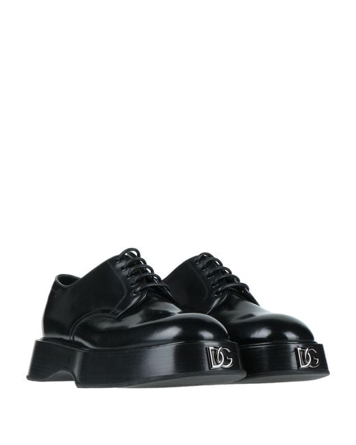 Dolce & Gabbana Black Lace-Up Shoes Calfskin for men