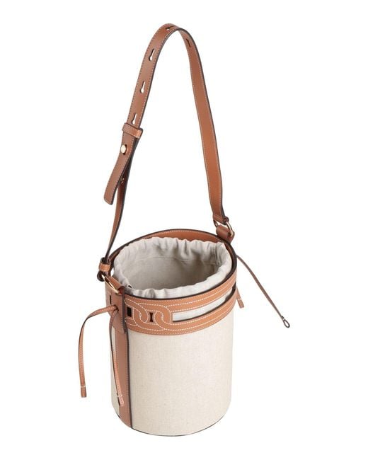 Tod's White Shoulder Bag Linen, Leather