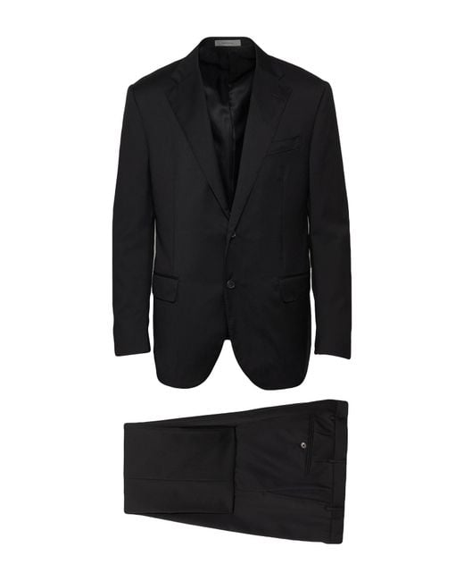 Corneliani Black Suit Virgin Wool for men