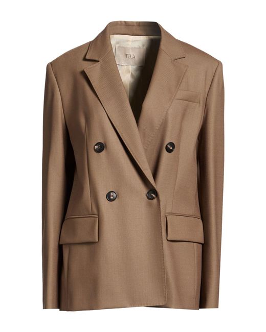 Tela Brown Blazer Polyester, Virgin Wool, Elastane