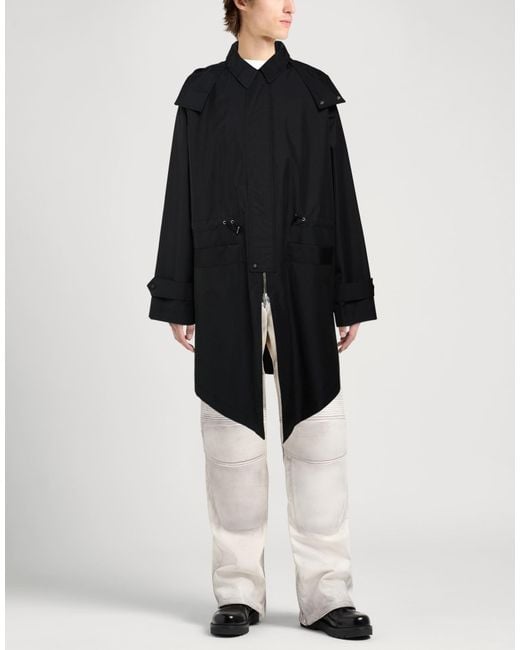 Kris Van Assche Black Overcoat & Trench Coat Polyester for men