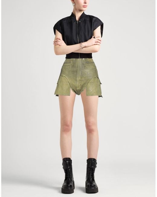 Rick Owens Green Denim Shorts