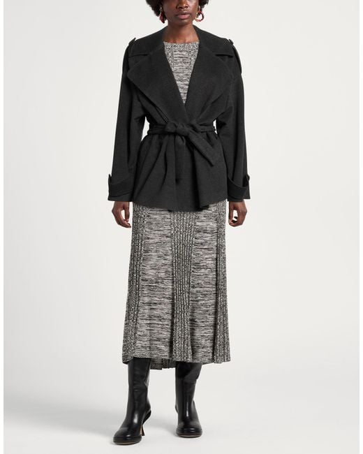 Cristinaeffe Black Charcoal Coat Polyester, Viscose