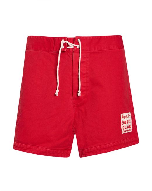Stockholm Surfboard Club Red Denim Shorts for men