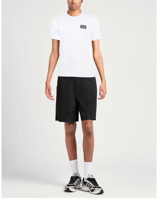 EA7 White T-Shirt Cotton, Elastane, Polyamide, Polyester for men