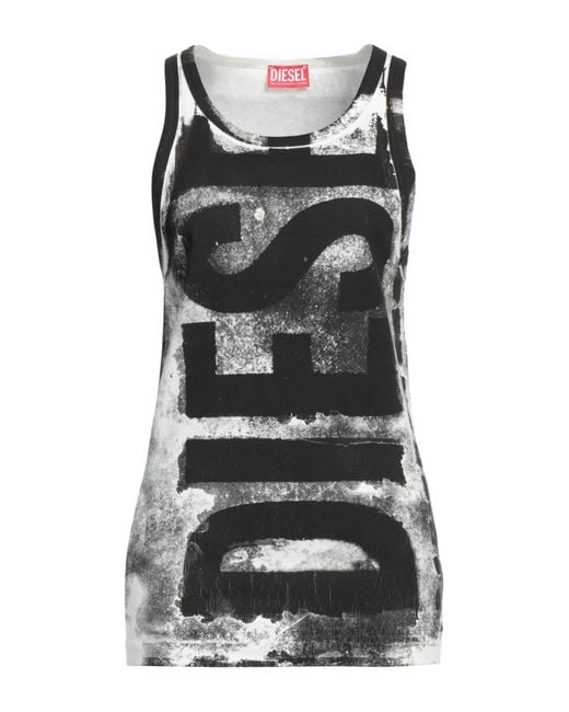 DIESEL Black Tank Top Cotton, Elastane for men