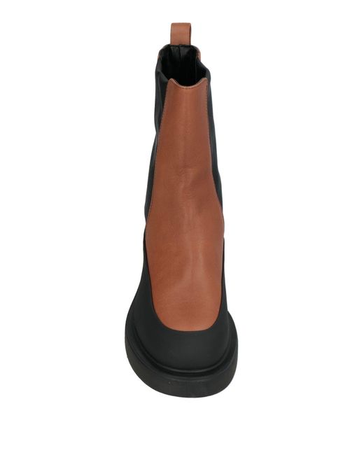 CURIOSITÉ Brown Ankle Boots Leather, Textile Fibers