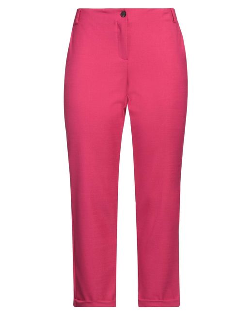 Marella Pink Fuchsia Pants Polyester, Wool, Elastane