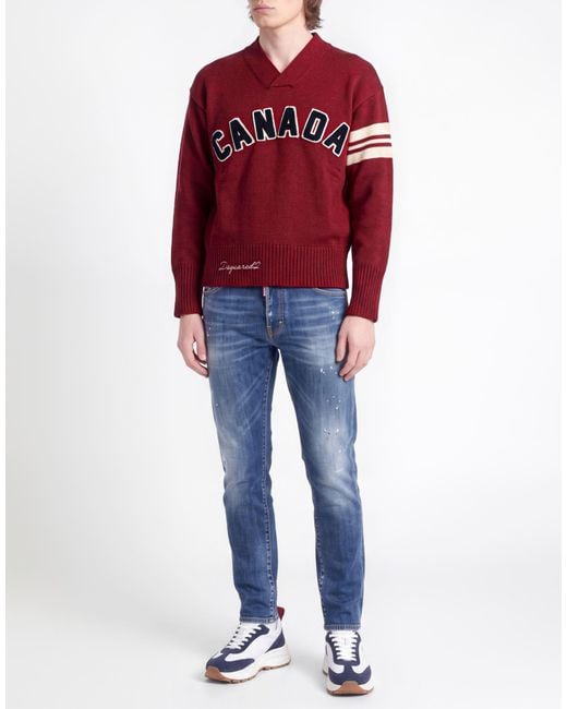 DSquared² Red Burgundy Sweater Wool for men