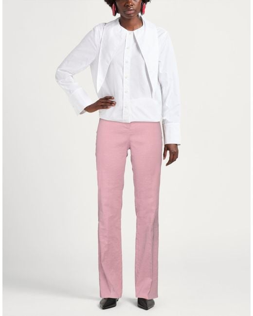 Pinko Pink Pants Linen, Viscose, Elastane