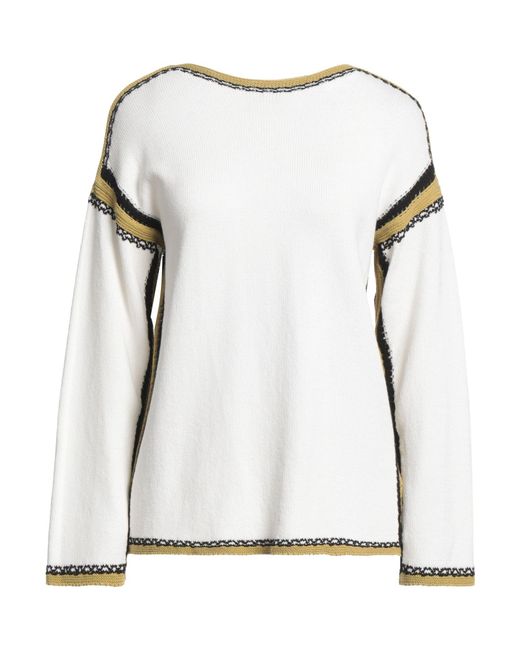 Alpha Studio White Sweater Cotton