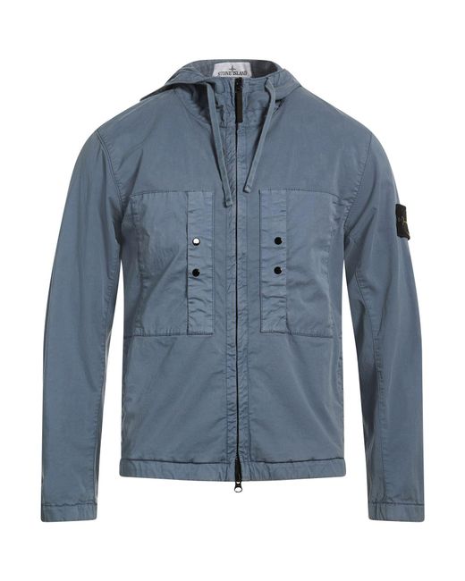 Stone Island Blue Slate Jacket Cotton, Elastane for men