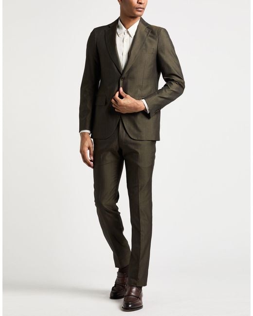 Tombolini Black Suit Wool, Silk for men