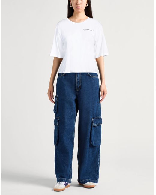 EA7 White T-Shirt Modal, Cotton, Elastane