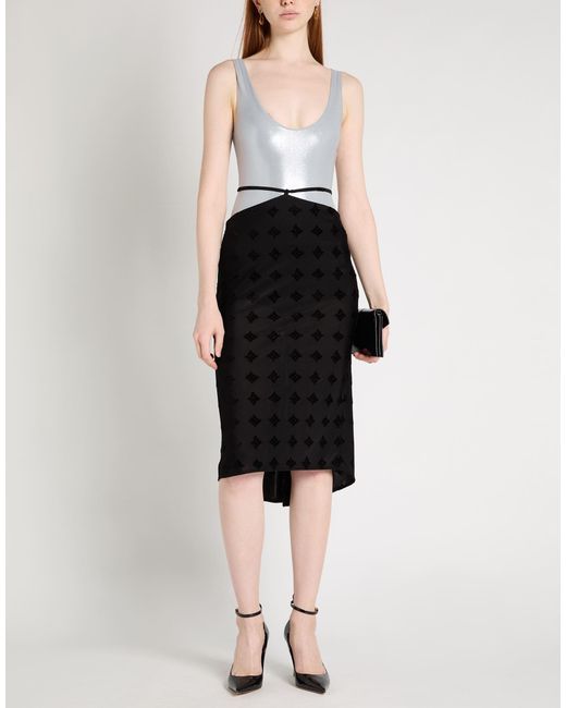 M I S B H V Black Velvet Viscose Polyester Pencil Skirt