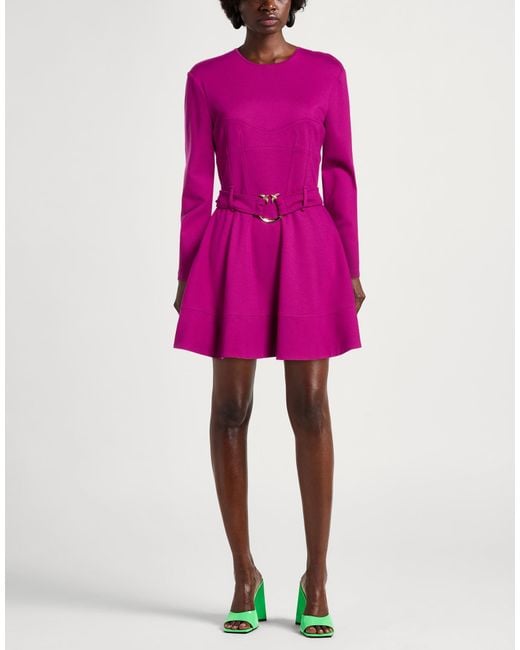 Pinko Pink Fuchsia Mini Dress Viscose, Polyamide, Elastane