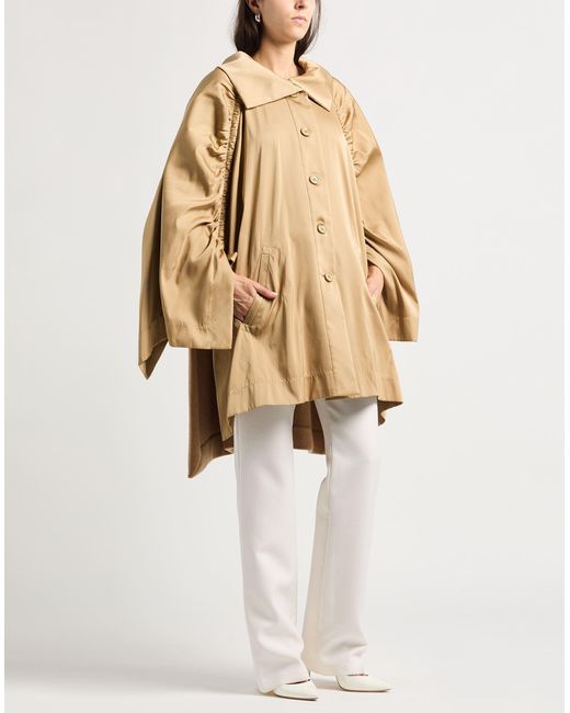 Alberta Ferretti Natural Coat Polyester, Virgin Wool