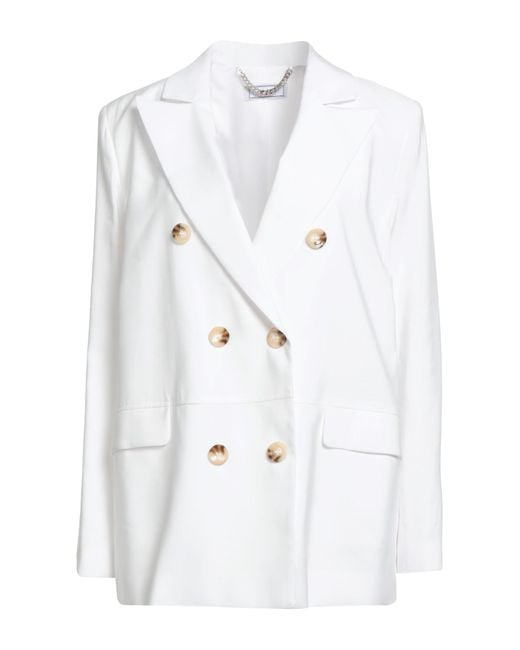 Jijil White Blazer Viscose, Polyester