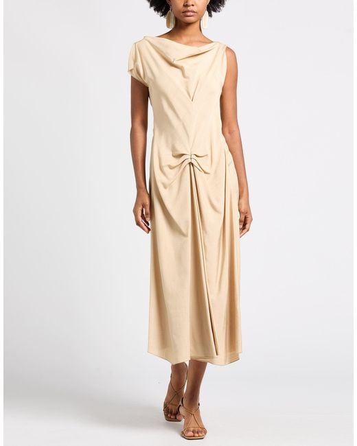 Victoria Beckham Natural Sand Midi Dress Viscose