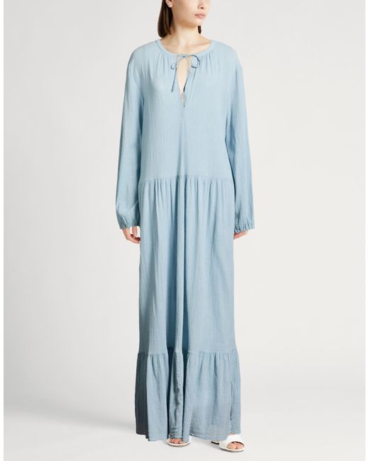 Massimo Alba Sky Maxi Dress Cotton, Silk, Linen in Blue | Lyst