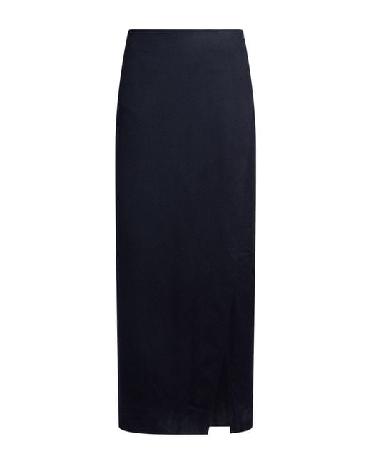 Max Mara Blue Midnight Maxi Skirt Virgin Wool