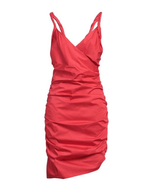 Pinko Red Midi Dress Cotton, Elastane