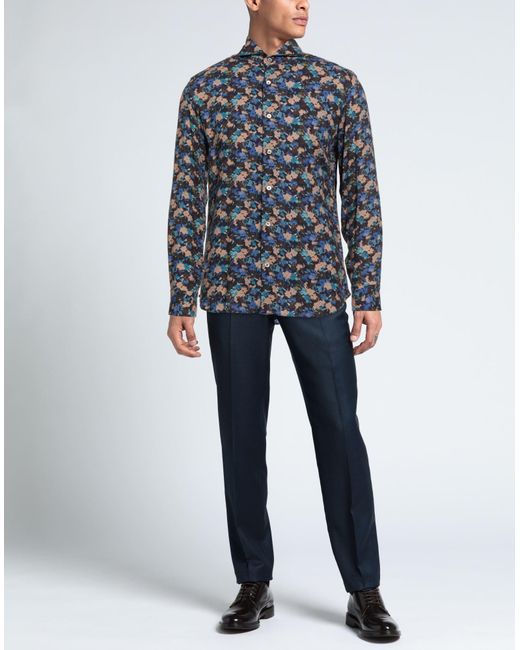 Giannetto Portofino Blue Midnight Shirt Viscose, Wool for men